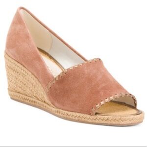 Jack Rogers || Suede Palmer Wedges Mauve Pink Rose Gold 7 NWOB
